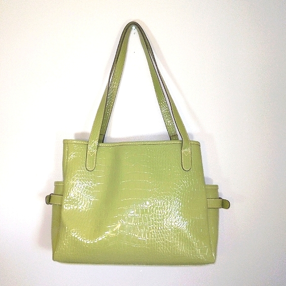 NWOT Liz & Co. Pistachio Croc Embossed Patent leather w/ Silvertoned hardware - Picture 15 of 15